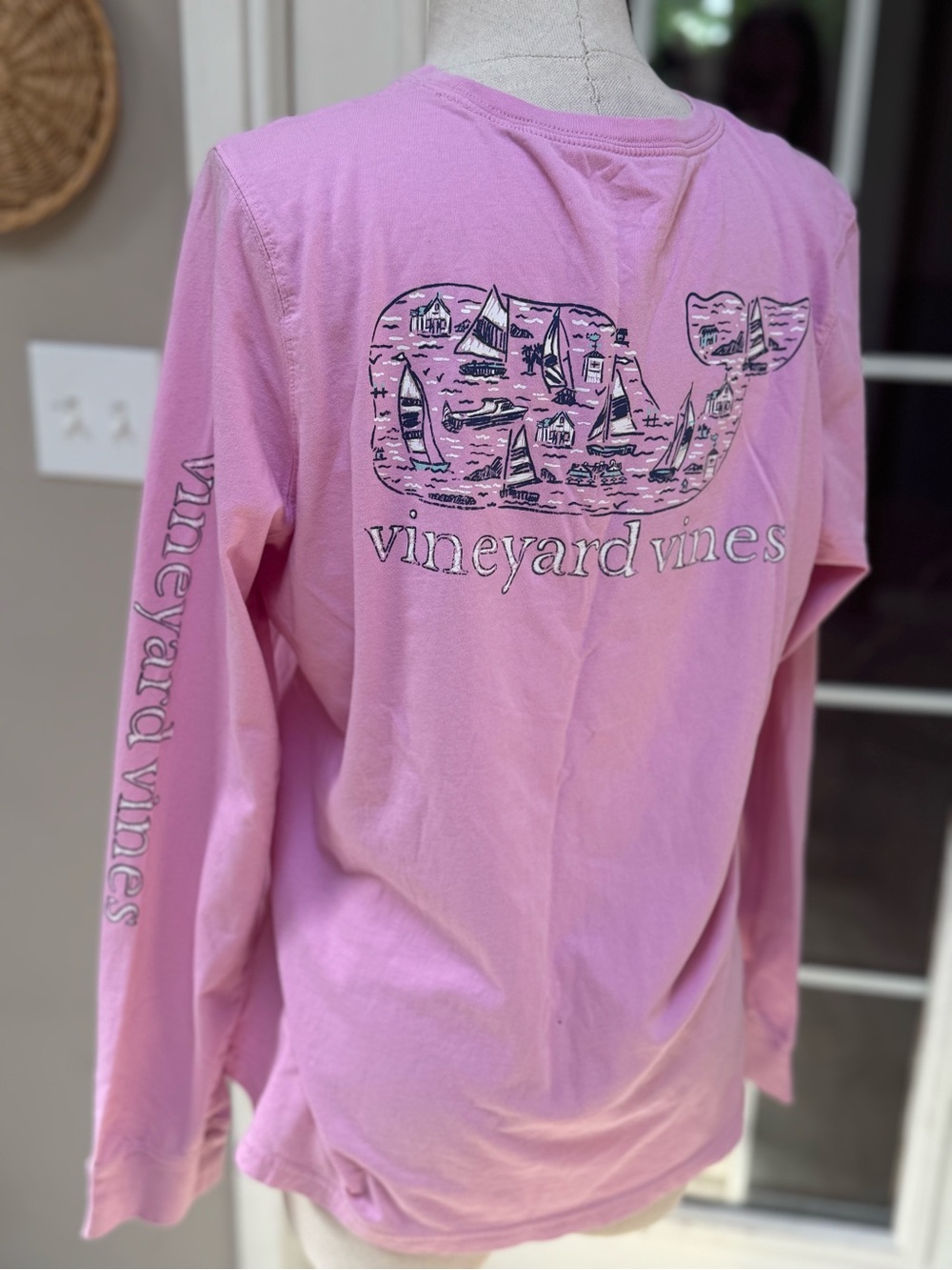 Vineyard Vines Pink Whale Logo Long Sleeve Tee Women’s Large 🐳